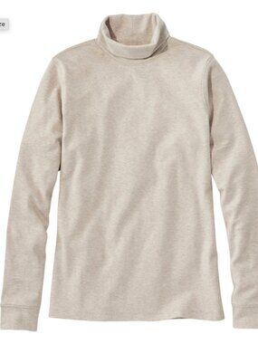 Cozy 100% Cotton L. L. Bean Interlock Turtleneck in Oatmeal PS